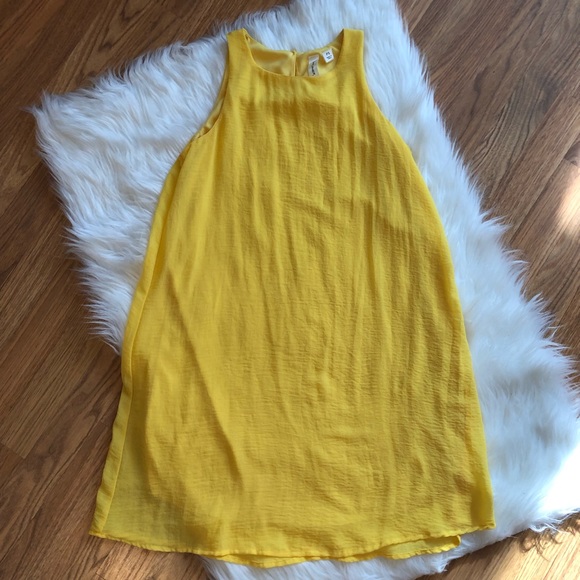 Tacera Yellow flowy lined tank shift dress - Picture 3 of 4